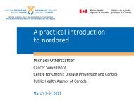 A practical introduction to nordpred - cancerview.ca