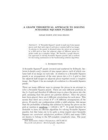 A graph theoretical approach to solving Scramble Squares puzzles