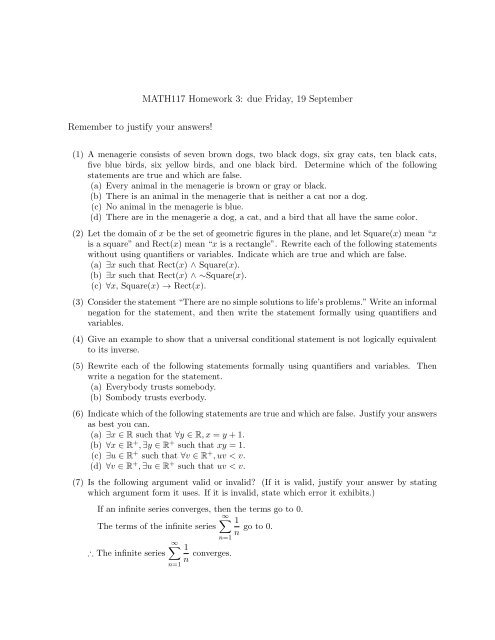Homework 3, due September 23