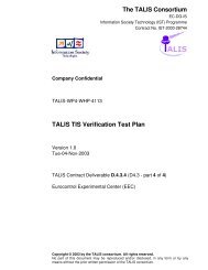 The TALIS Consortium TALIS TIS Verification Test Plan