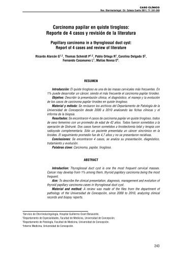 Carcinoma papilar en quiste tirogloso: Reporte de 4 casos y revisiÃ³n ...