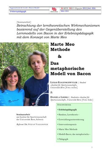 Marte Meo Methode & Das metaphorische Modell von Bacon