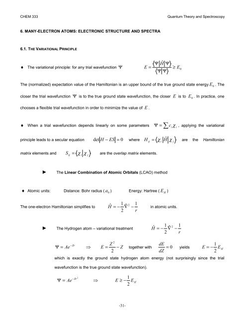 6. Many-Electron Atoms: Electronic Structure and Spectra