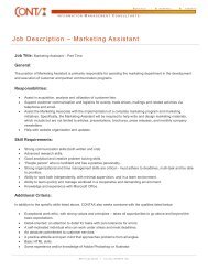 Job Description â Marketing Assistant