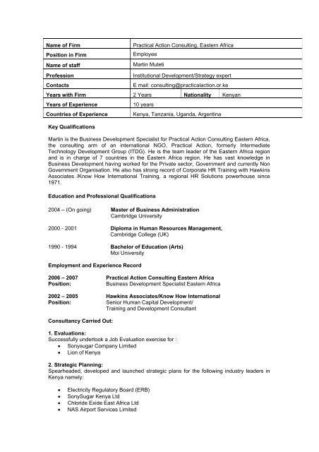 Name of Firm - Practical Action