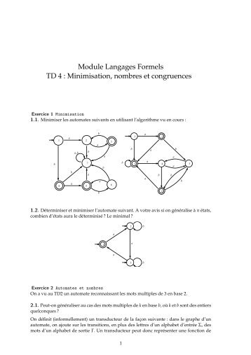 Module Langages Formels TD 4 : Minimisation ... - ENS Cachan
