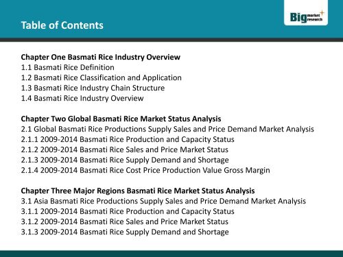 Overview Of The Global Basmati Rice Industry 2015 Market Research Report