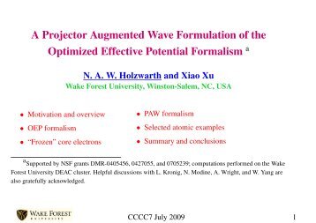 A Projector Augmented Wave Formulation of the Optimized Effective ...
