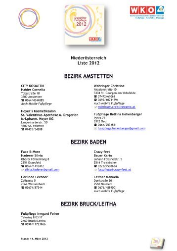 Niederösterreich Liste 2012 - Diabetes Austria