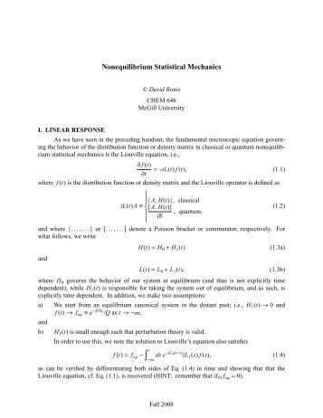 Linear Response Theory - McGill University