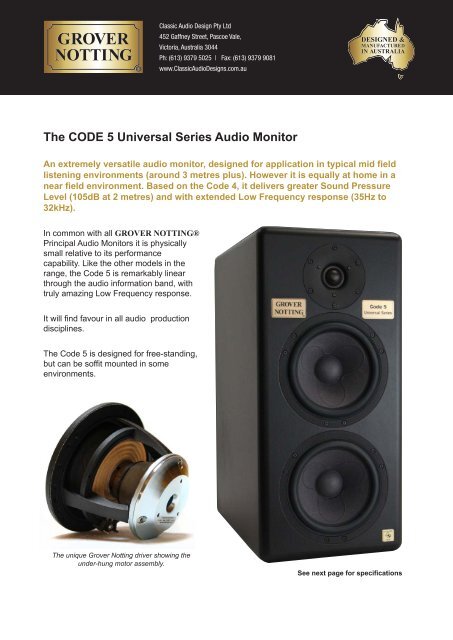 Grover Notting CODE 5 Brochure - ATT Audio Controls