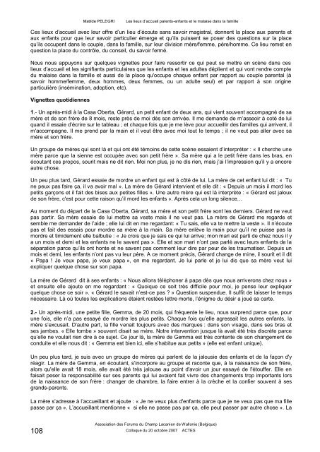 Actes - Forums du Champ Lacanien