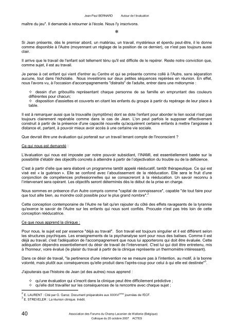 Actes - Forums du Champ Lacanien