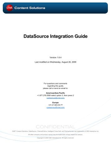 DataSource IntegrationGuide - CNET Content Solutions