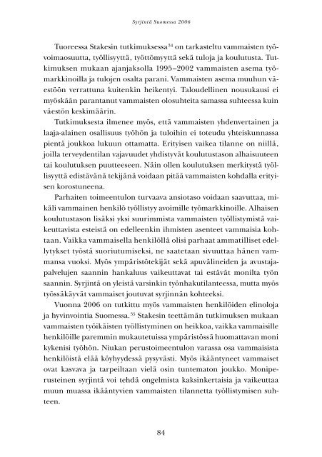 1 SYRJINTÃ SUOMESSA 2006 - Sosiaaliportti