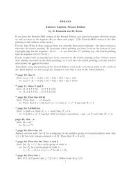 ERRATA Abstract Algebra, Second Edition by D. Dummit and R ...