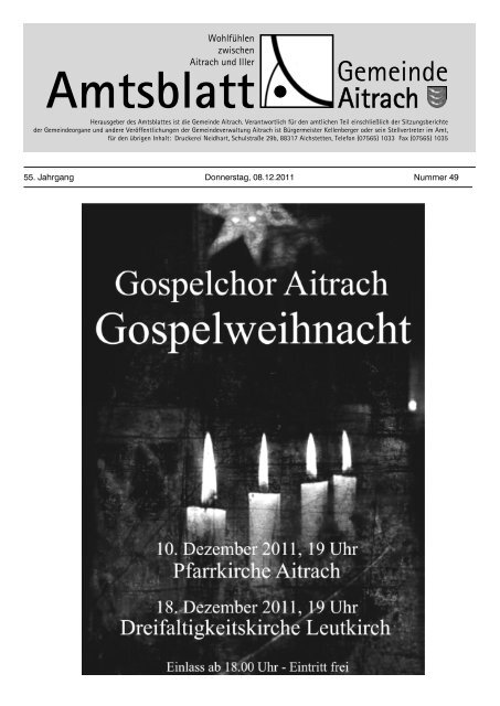 Amtliche Nachrichten - Aitrach