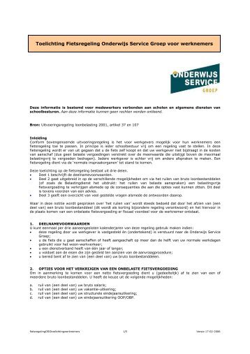Toelichting Fietsregeling Onderwijs Service Groep ... - Linde College