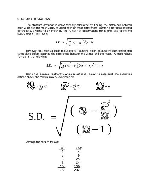 Calculating Means and Standard Deviations