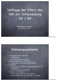 Umfrage der Eltern des GW zur Entscheidung G8 / G9 ...