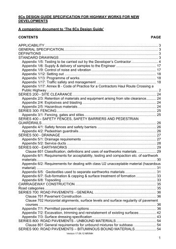 Specifications for highway works for new developments