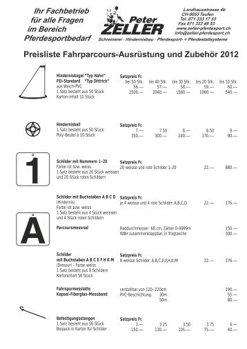 Preisliste Fahrparcours-AusrÃ¼stung (PDF) - Zeller-pferdesport.ch