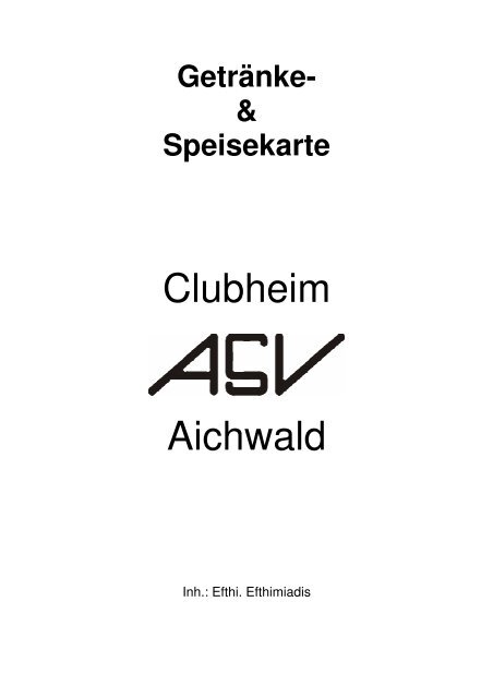 Speisekarte Clubheim