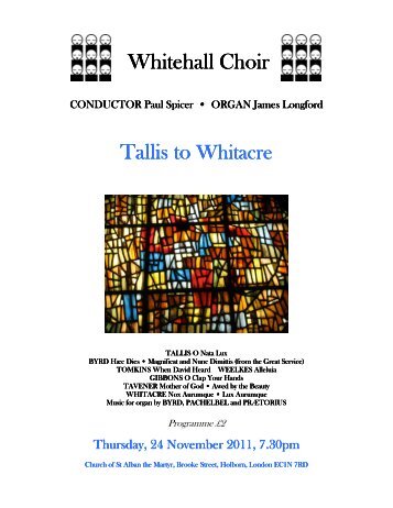 programme - Whitehall Choir