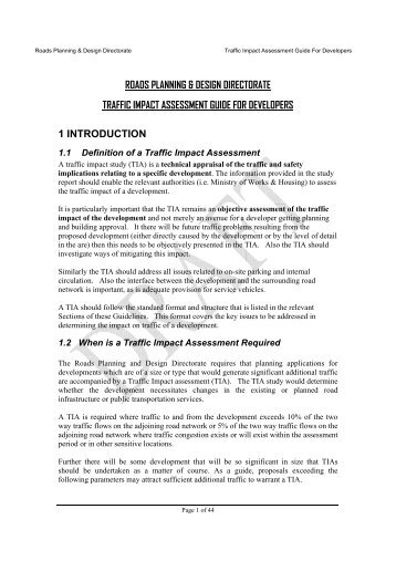 roads planning & design directorate traffic impact assessment guide ...