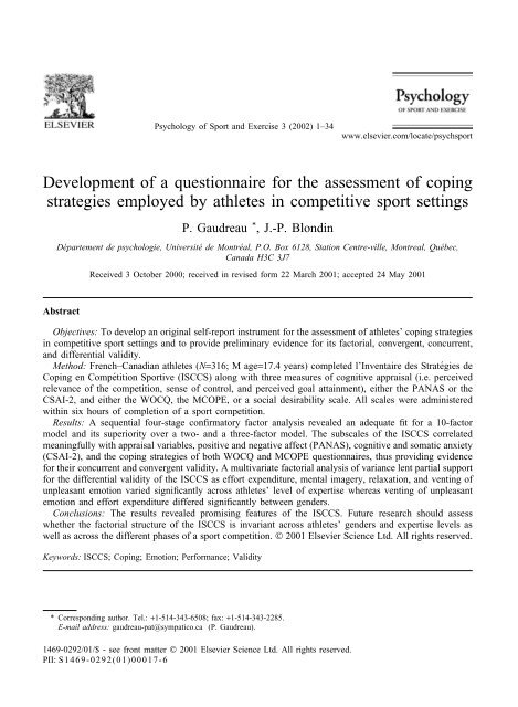 Development of a questionnaire for the assessment of ... - PsychWiki