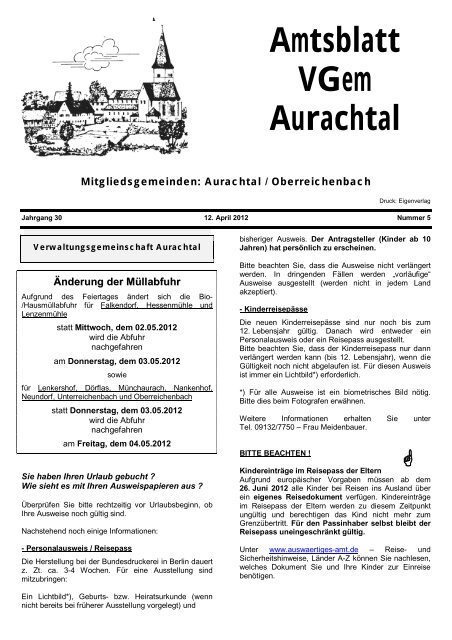 Amtsblatt VGem Aurachtal