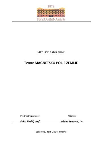 Tema: MAGNETSKO POLJE ZEMLJE