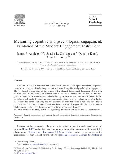 Validation of the Student Engagement Instrument - PsychWiki