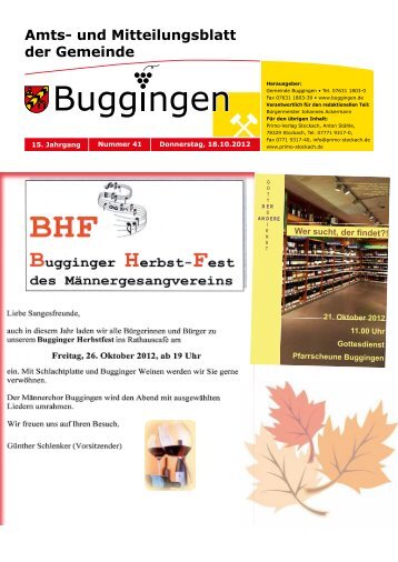 Amts- und Mitteilungsblatt der Gemeinde - Buggingen