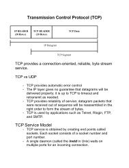 Transmission Control Protocol (TCP) TCP Service Model