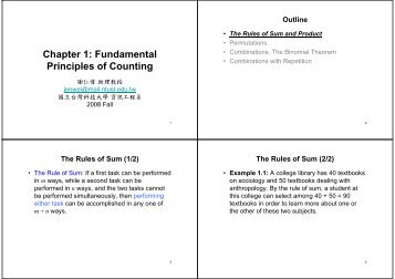 Chapter 1: Fundamental Principles of Counting - 國立台灣科技大學