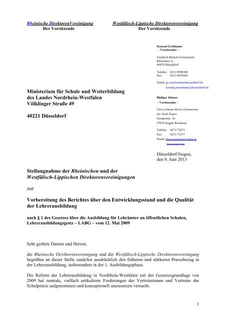 RHEINISCHE DIREKTORENVEREINIGUNG - WestfÃ¤lisch-Lippische ...