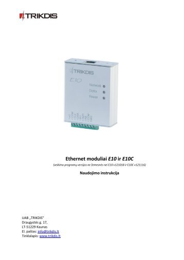 E10 modulio naudojimo instrukcija - Arevita ir Ko