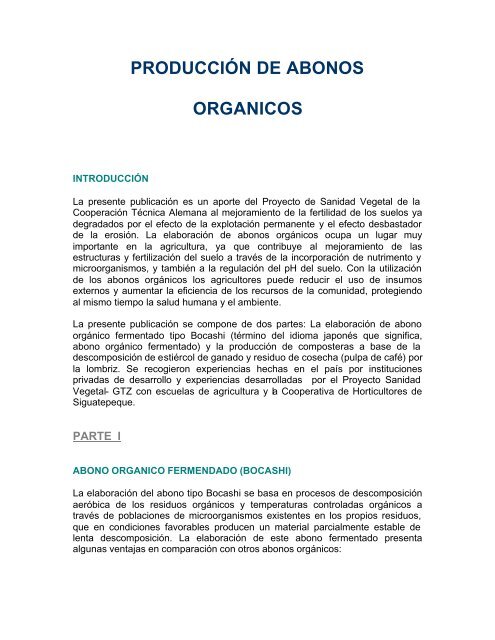 PRODUCCIÃN DE ABONOS ORGANICOS - Bio-Nica.info