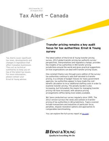 Transfer pricing remains a key audit focus for tax ... - Ernst & Young