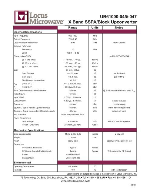 UB61000-045/-047 High Performance X-Band SSPA/Block ... - Codan