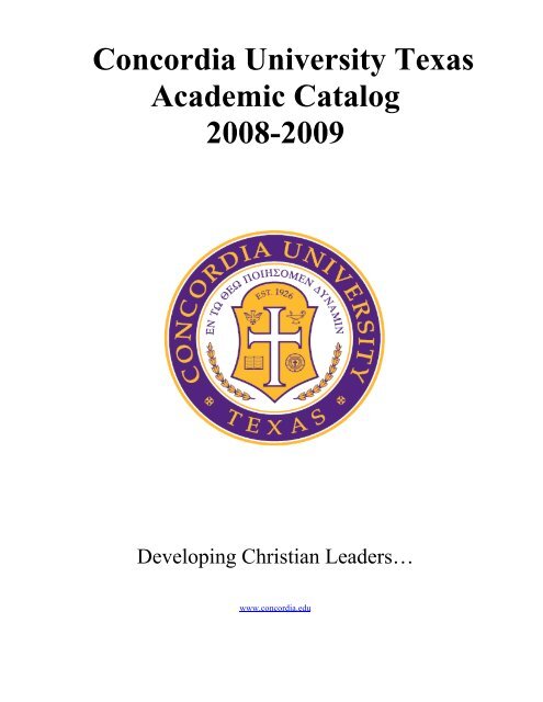 Course Catalog 2008-2009 - Concordia University