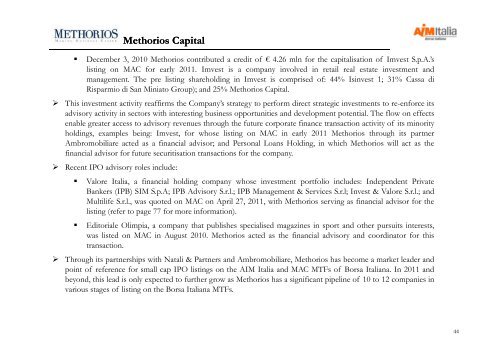 AIM Italia - Ernesto Mocci - Methorios Capital