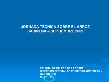 jornada tÃ©cnica sobre el arroz. sariÃ±ena - septiembre 2009. - Coag