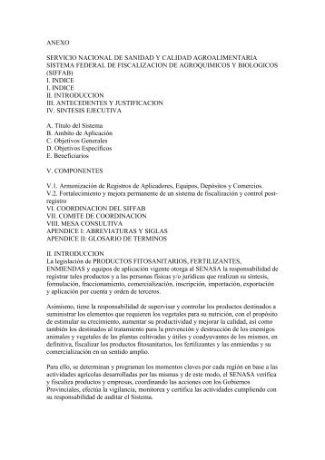 ANEXO SERVICIO NACIONAL DE SANIDAD Y CALIDAD ... - Senasa