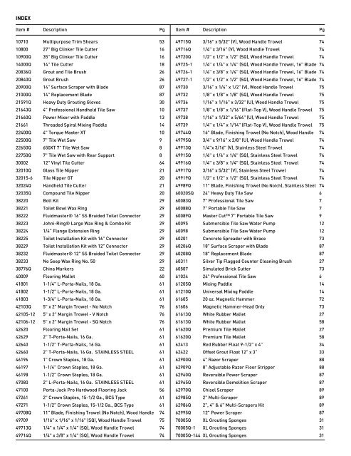 QEP Master Tools Catalog - Porta-Nails