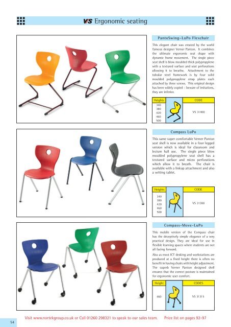 Ergonomic seating - Nortek Educational Furniture & Equipment