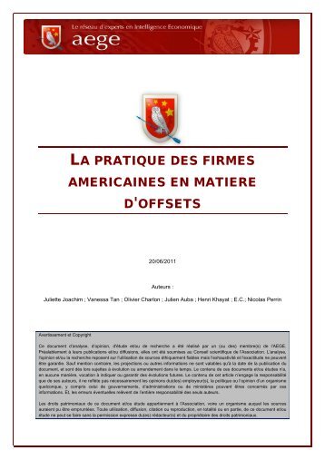 La pratique des firmes amÃ©ricaines en matiÃ¨re d'offsets - Base de ...