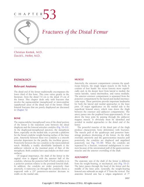 Chapter 53 Fractures of the Distal Femur