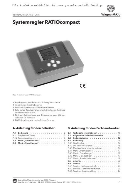 Systemregler RATIOcompact - PV Solartechnik